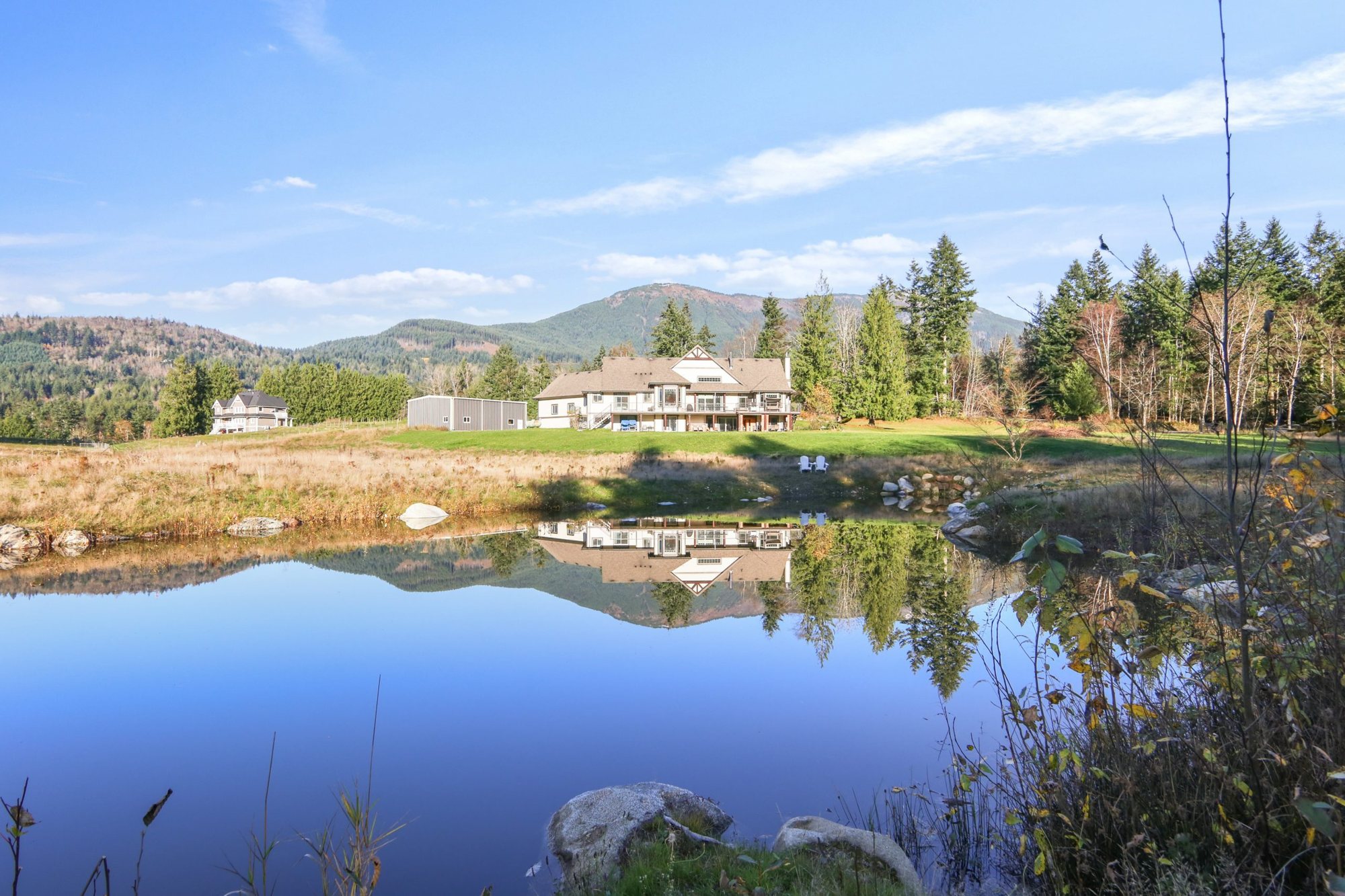 The pond, farmland and grounds of Santé Wellness Retreat
