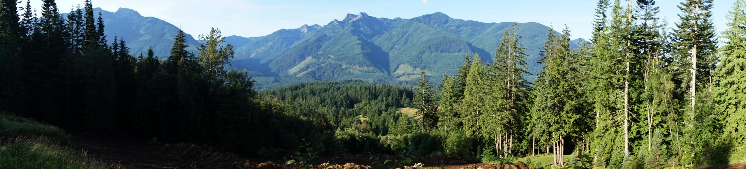 Panoramic mountain view over Ryder Lake, Chilliwack, British Columbia